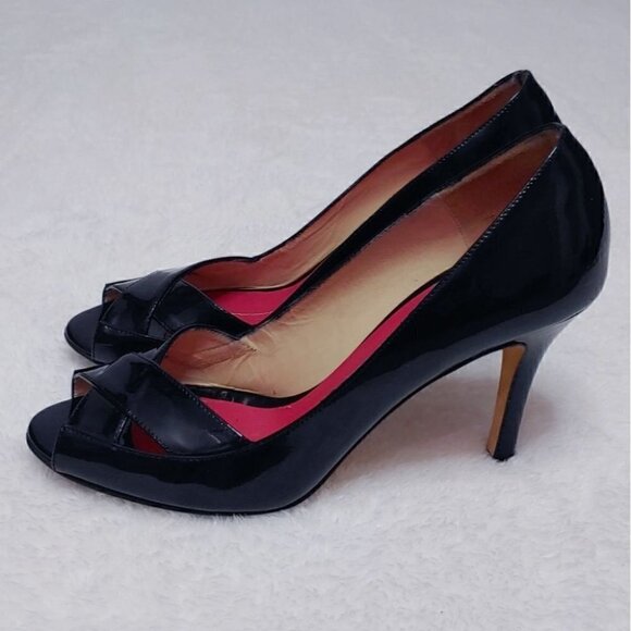 KATE SPADE Gwennie black patent leather open toe heels - Picture 2 of 8